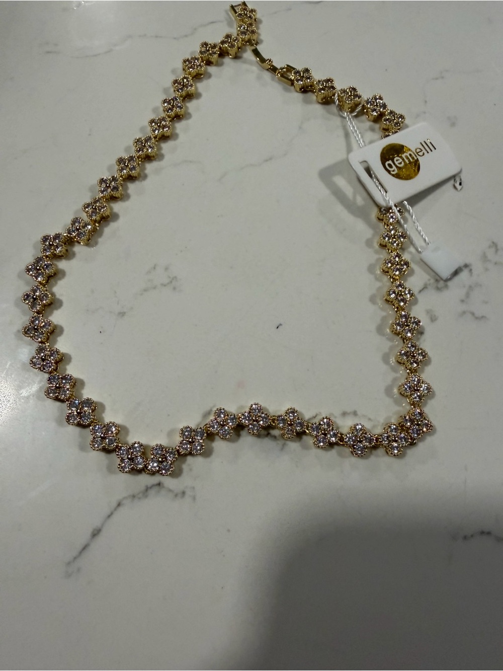 Gemelli Gold Crystal Flower Choker Necklace - Gold
